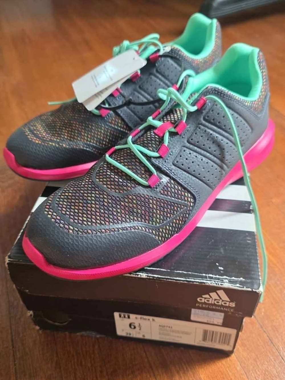 adidas Gray Athletic Sneakers with Pink Soles & Mint Lining